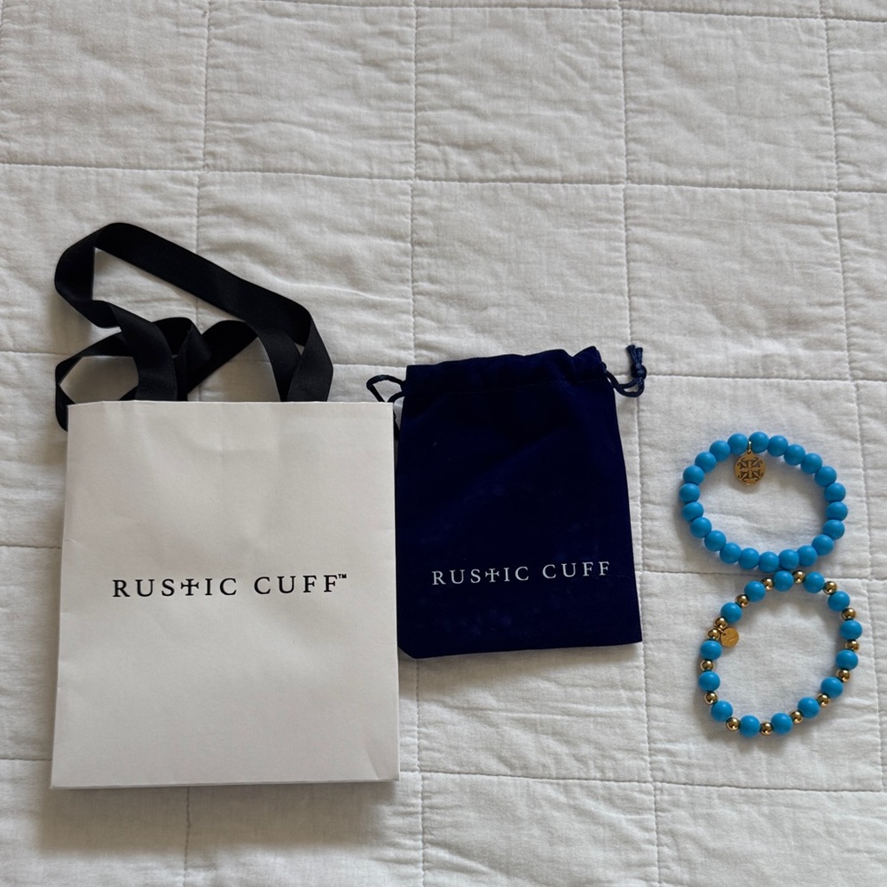 Rustic Cuff Kids Bracelet Duo in Blue and Gold